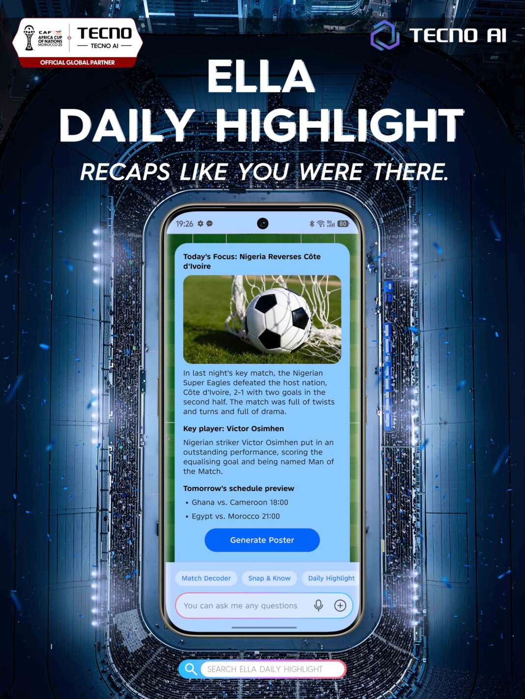 TECNO’s AFCON-Ready AI Features Reflect a New Era in Mobile Sports Viewing