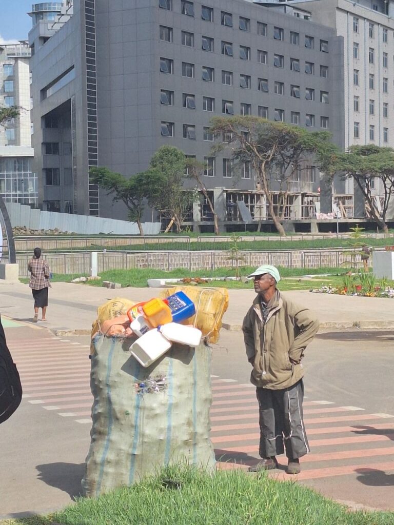 Caught a quiet, thoughtful moment on a busy city street
